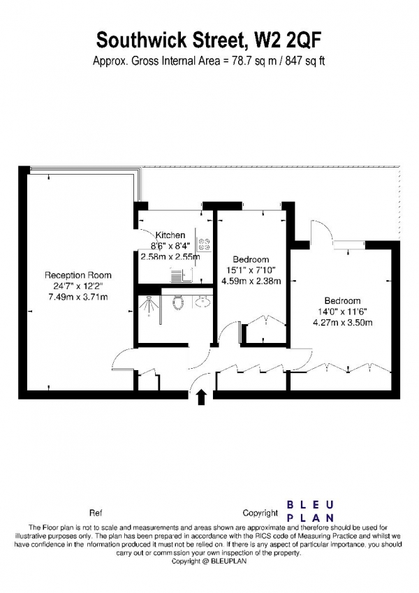 Floor Plan Image for 2 Bedroom Apartment for Sale in 39 Devonport,  Southwick Street, London