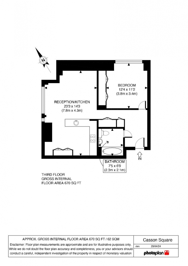 Floor Plan Image for 1 Bedroom Apartment for Sale in Casson Square, London