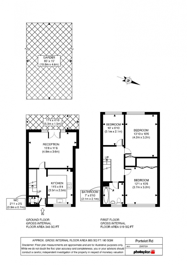 Floor Plan for 3 Bedroom Maisonette for Sale in Portelet Road, London, E1, 4ER -  &pound550,000