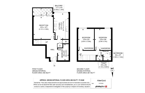 Floor Plan Image for 2 Bedroom Apartment for Sale in Southfleet, Malden Road, London