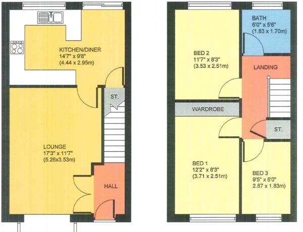 Floor Plan Image for 3 Bedroom Mews for Sale in Fellbridge Close, Westhoughton, BL5