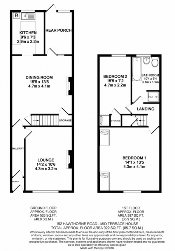 Floor Plan Image for 2 Bedroom Terraced House for Sale in Hawthorne Road, Deane, BL3