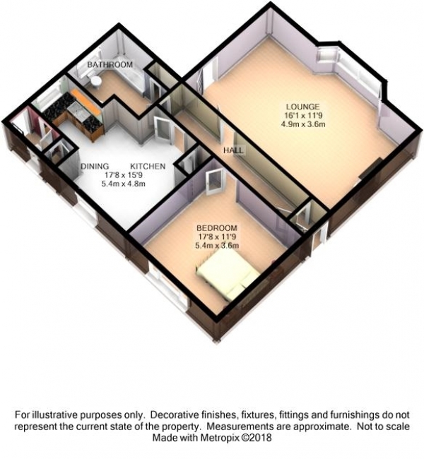 Floor Plan Image for 1 Bedroom Bungalow to Rent in Brook Street, Westhoughton, BL5