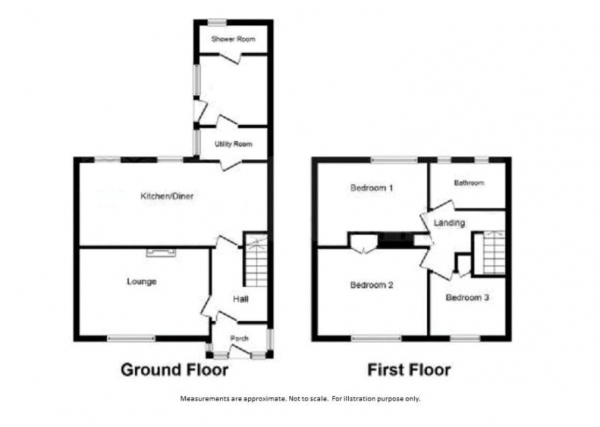 Floor Plan for 3 Bedroom Semi-Detached House for Sale in Bishopton Road West, Stockton on Tees, TS19, Cleveland, TS19, 7HD -  &pound127,500