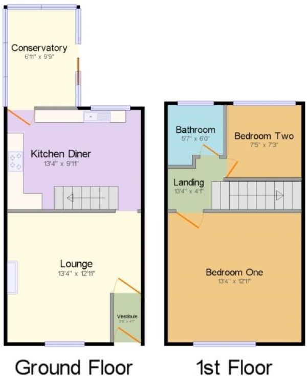 Floor Plan Image for 2 Bedroom Terraced House for Sale in Tempest Road, Chew Moor, BL6