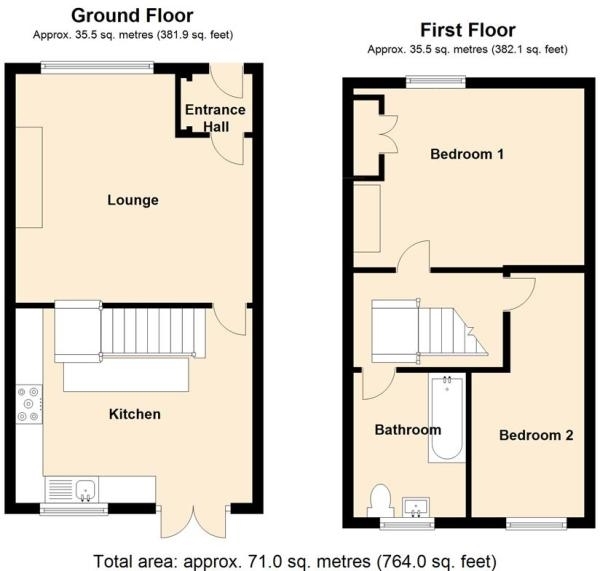 Floor Plan Image for 2 Bedroom End of Terrace House for Sale in Pennington Street, Hindley, WN2