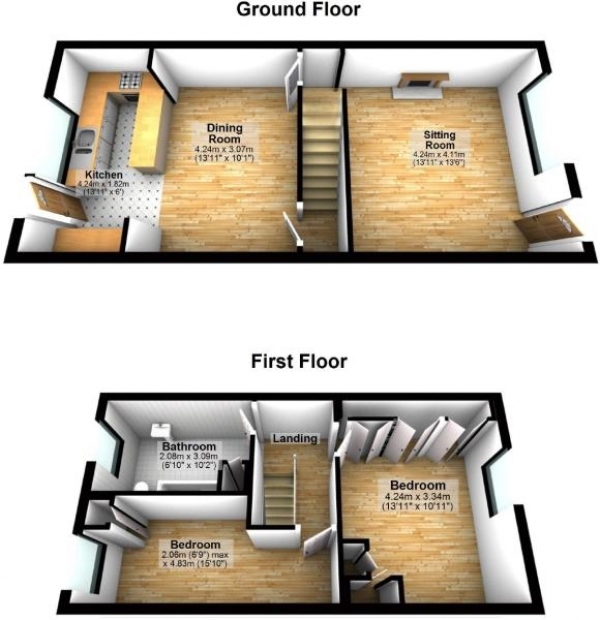 Floor Plan Image for 2 Bedroom End of Terrace House for Sale in Selwyn Street, Leigh, WN7