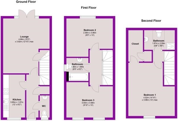 Floor Plan Image for 3 Bedroom Semi-Detached House for Sale in Wayfarers Drive, Tyldesley, M29