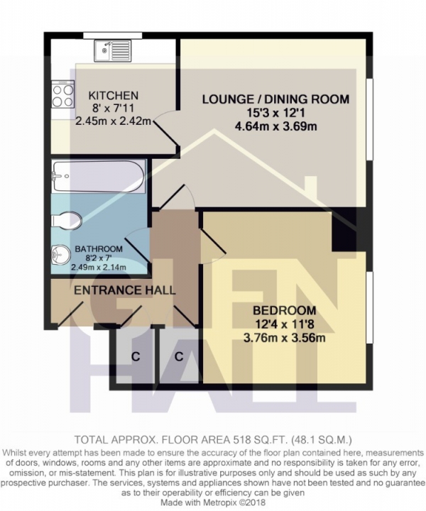 Floor Plan Image for 1 Bedroom Flat for Sale in Maddersfields Court Bailey Close,  Bounds Green, N11