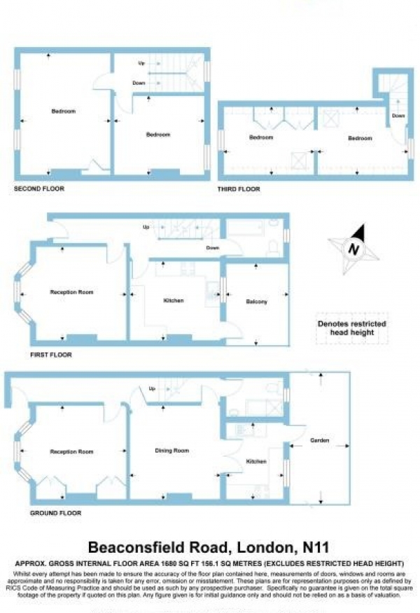 Floor Plan Image for 4 Bedroom Terraced House for Sale in Beaconsfield Road,  London, N11