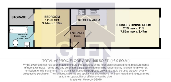 Floor Plan Image for 1 Bedroom Apartment for Sale in Woodside Park Road,  London, N12