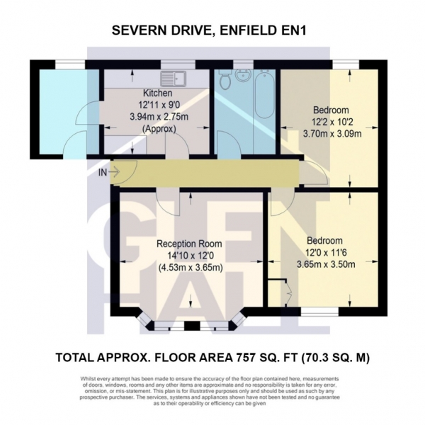 Floor Plan Image for 2 Bedroom Flat for Sale in Severn Drive, Enfield , Enfield, EN1