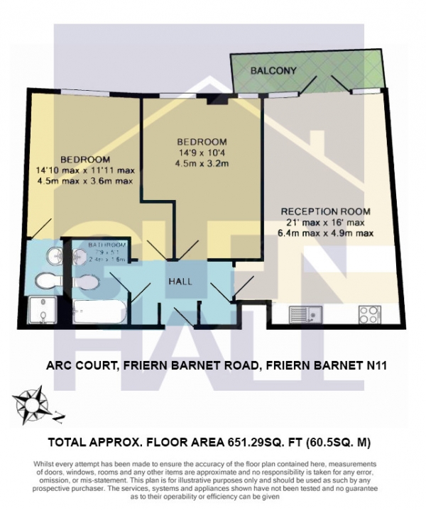 Floor Plan Image for 2 Bedroom Apartment for Sale in Arc Court 1 Friern Barnet Road, Friern Barnet, London, N11
