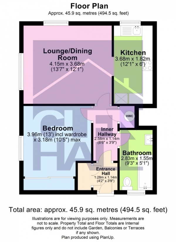 Floor Plan Image for 1 Bedroom Flat for Sale in Bethell Lodge, 31 Springfield Road, London, N11