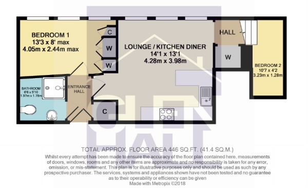 Floor Plan Image for 1 Bedroom Apartment to Rent in Aldermen Court 4 Constable Close, Friern Barnet, London, N11