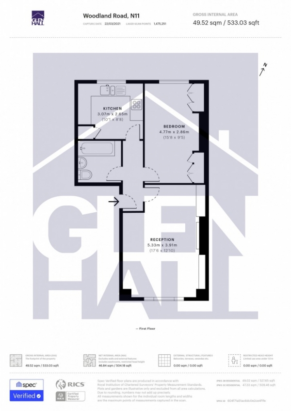 Floor Plan Image for 1 Bedroom Apartment for Sale in Woodland Road,  London, N11