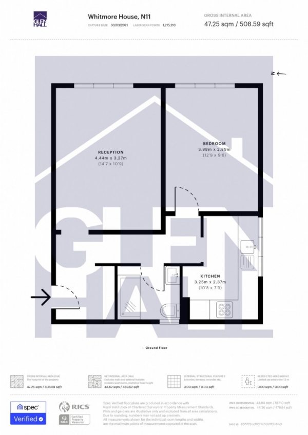 Floor Plan Image for 1 Bedroom Flat for Sale in Whitmore House East Crescent,  Friern Barnet, N11