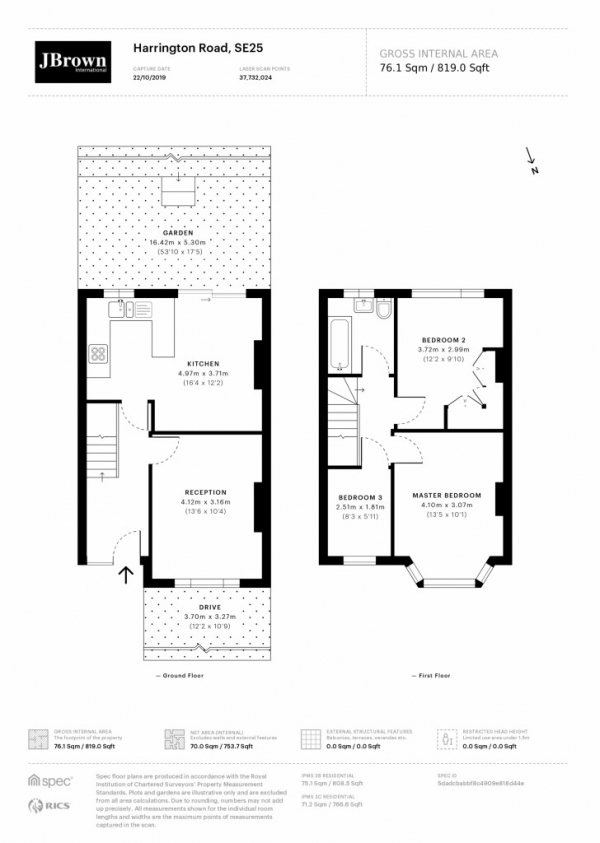 Floor Plan Image for 3 Bedroom Terraced House to Rent in Harrington Road,  London, SE25