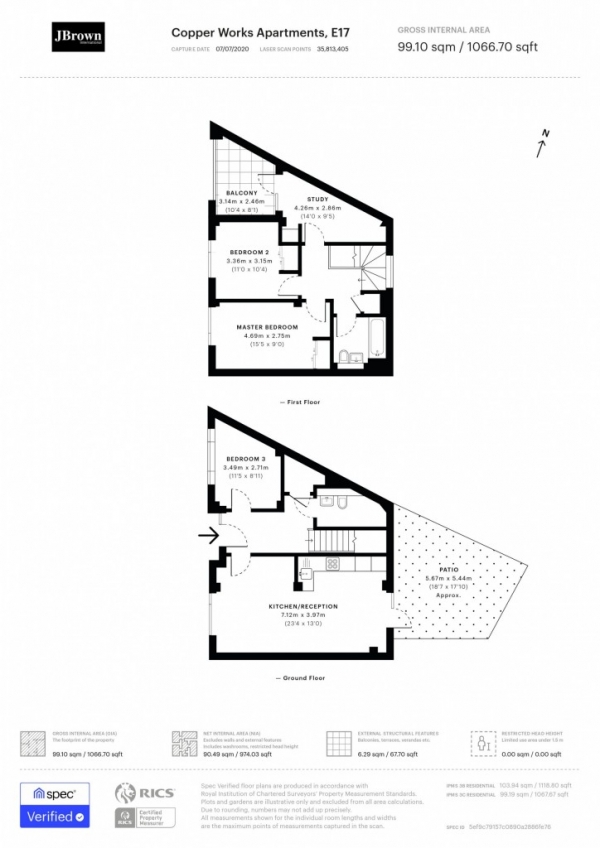Floor Plan Image for 3 Bedroom Duplex for Sale in Copper Works Apartments, 57 Blackhorse Road, London, E17