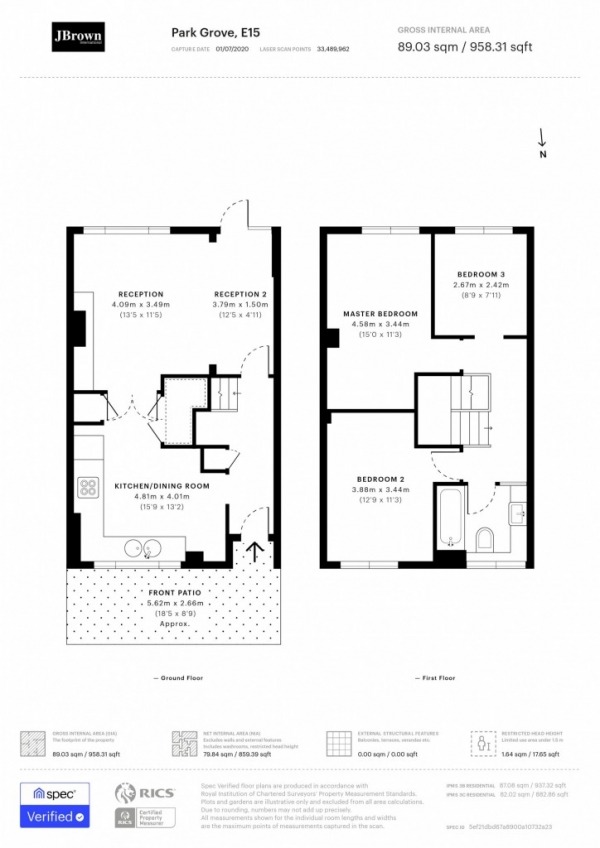 Floor Plan Image for 3 Bedroom Terraced House for Sale in Park Grove,  London, E15