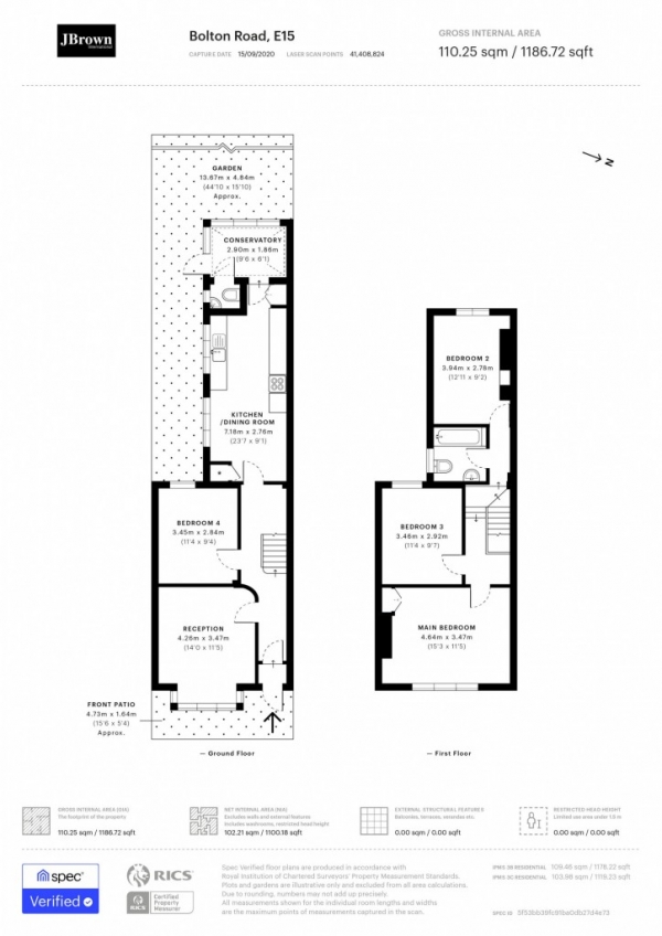 Floor Plan Image for 4 Bedroom Terraced House to Rent in Bolton Road,  London, E15
