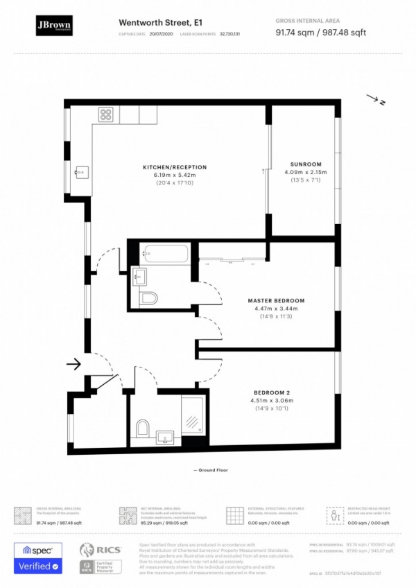 Floor Plan Image for 2 Bedroom Apartment to Rent in Wentworth Street,  London, E1