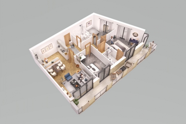 Floor Plan Image for 3 Bedroom Apartment for Sale in Chatham Waters North House, Gillingham Gate Road, Chatham, ME4