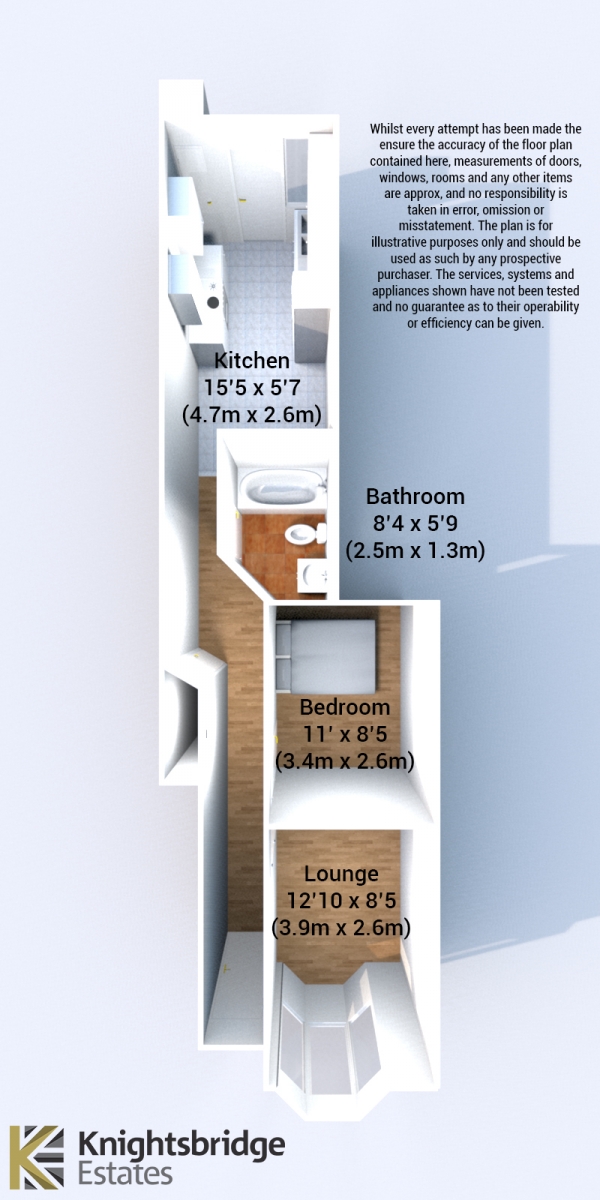 Floor Plan Image for 1 Bedroom Flat for Sale in Ham Park Road, London, E7