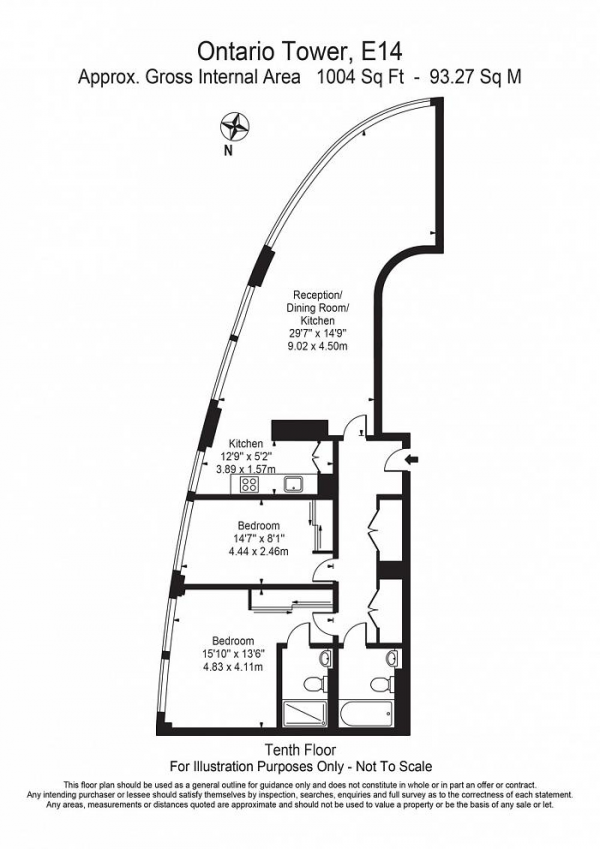 Floor Plan Image for 2 Bedroom Flat for Sale in Ontario Tower, fairmont avenue, london, E14 3SF