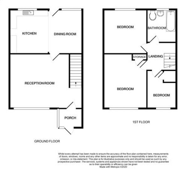 Floor Plan for 3 Bedroom Terraced House for Sale in Bracadale Drive, Bracadale, Stockport, Cheshire, Stockport, SK3, 8RS -  &pound199,000
