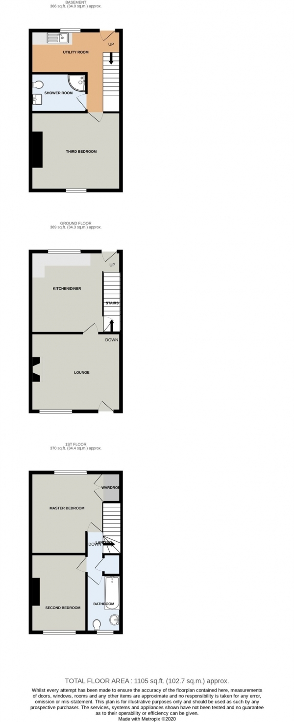 Floor Plan Image for 3 Bedroom Terraced House for Sale in Moss Brow, Bollington, Macclesfield, Cheshire