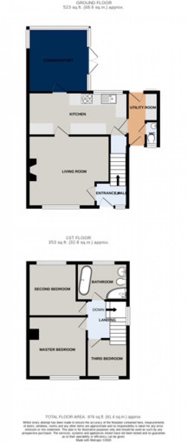 Floor Plan for 3 Bedroom Semi-Detached House for Sale in Dean Close, Bollington, Macclesfield, Cheshire, Macclesfield, SK10, 5NT -  &pound325,000