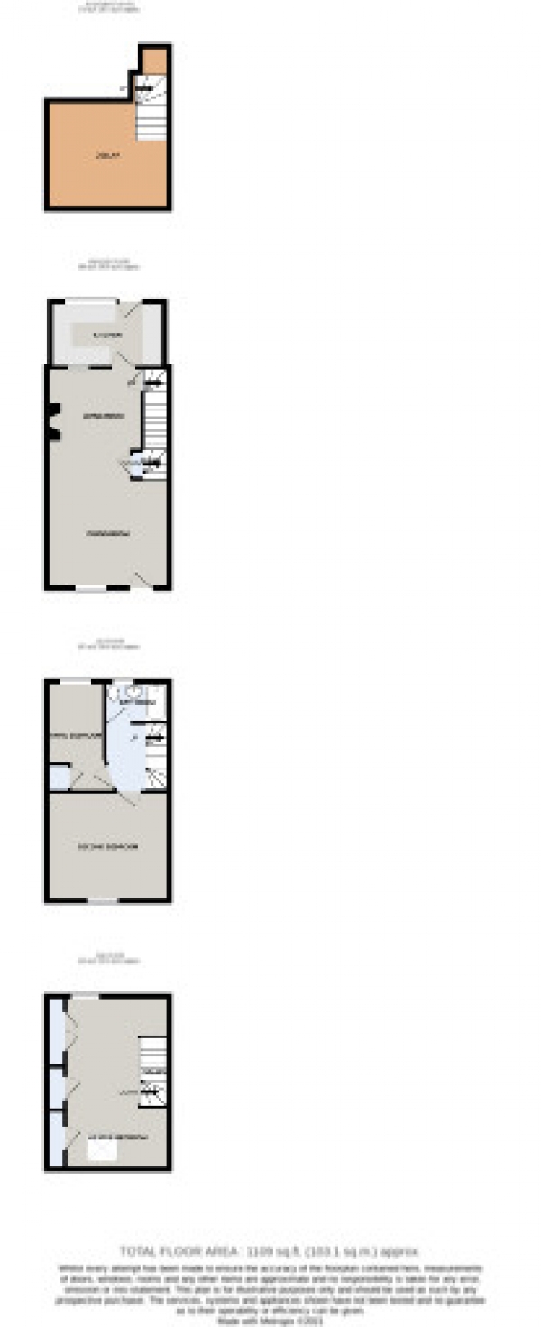 Floor Plan for 3 Bedroom Town House for Sale in Water Street, Bollington, Macclesfield, Cheshire, Macclesfield, SK10, 5PA -  &pound289,950