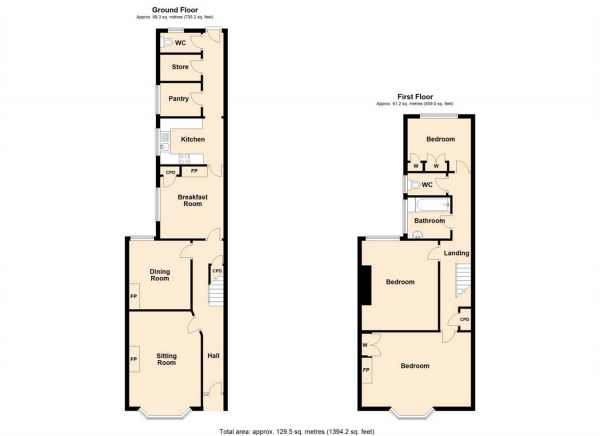 Floor Plan Image for 3 Bedroom Terraced House for Sale in Cromwell Road, Southfields Estate, RUGBY, Warwickshire