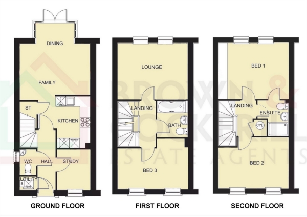 Floor Plan Image for 3 Bedroom Semi-Detached House for Sale in Station Avenue, Houlton, RUGBY, Warwickshire