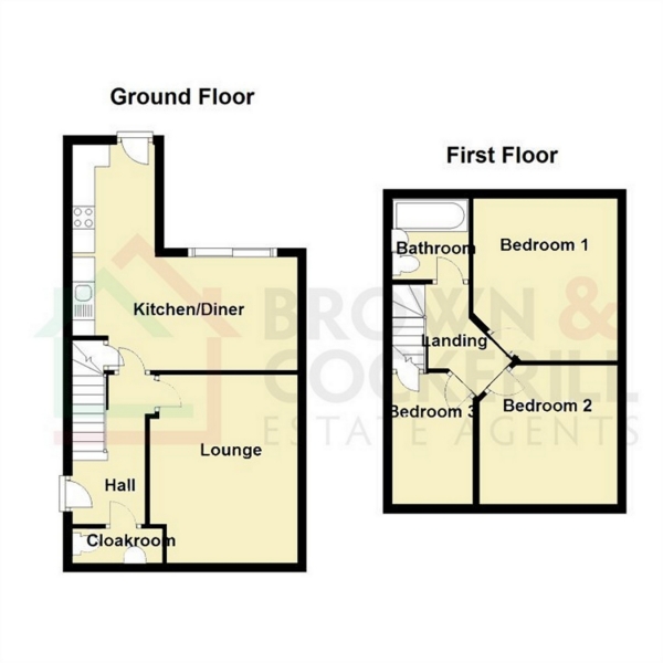 Floor Plan Image for 3 Bedroom End of Terrace House for Sale in Boughton Road, RUGBY, Warwickshire