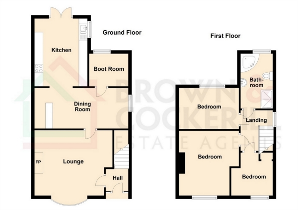 Floor Plan for 3 Bedroom Semi-Detached House for Sale in Chamberlain Road, Hillmorton, RUGBY, Warwickshire, RUGBY, CV21, 4EU -  &pound245,000