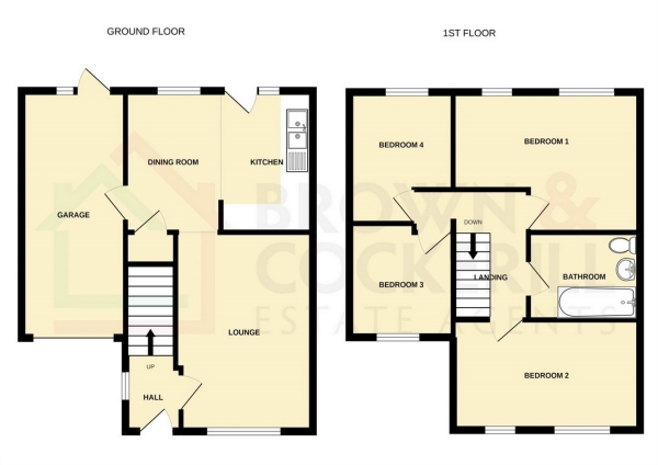 Floor Plan Image for 4 Bedroom Semi-Detached House for Sale in School Gardens, Hillmorton, RUGBY, Warwickshire