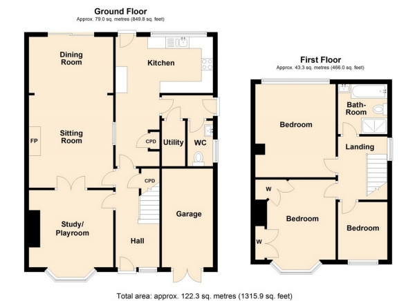 Floor Plan Image for 3 Bedroom Semi-Detached House for Sale in Eastlands Road, Rugby, Warwickshire