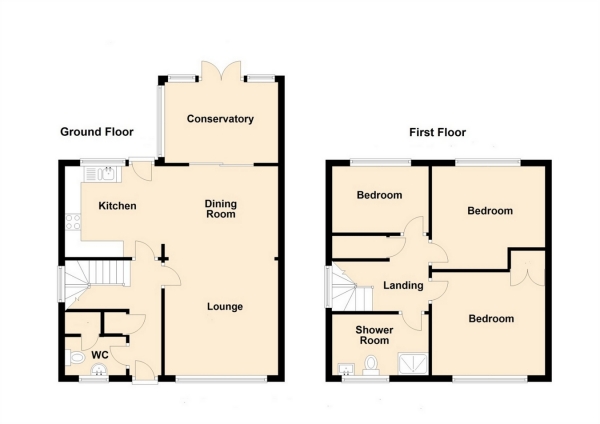 Floor Plan Image for 3 Bedroom Semi-Detached House for Sale in Hawlands, Brownsover, RUGBY, Warwickshire