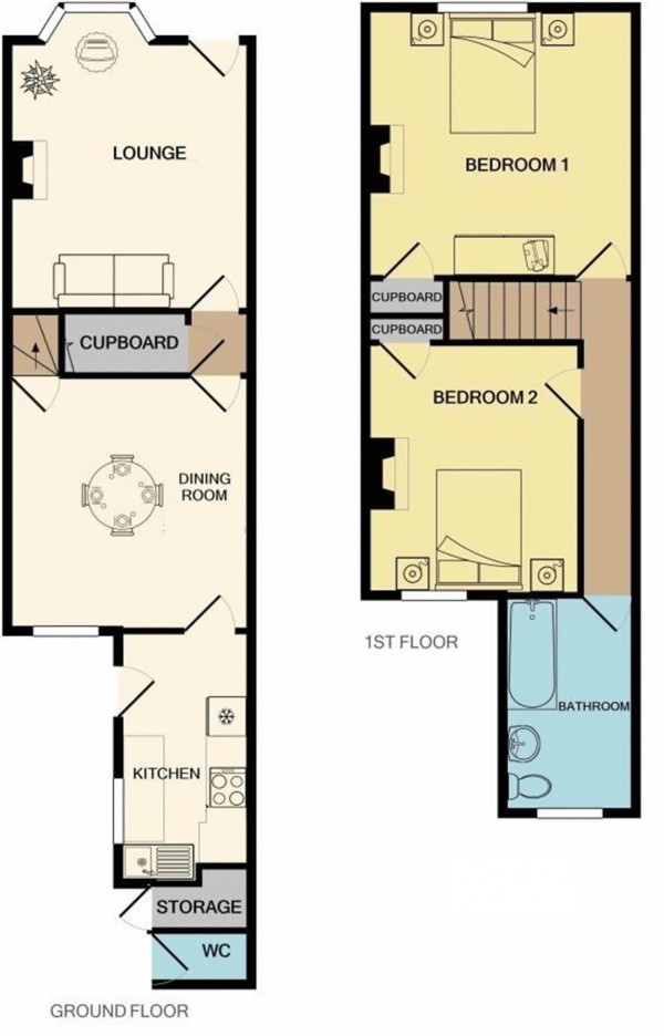 Floor Plan Image for 2 Bedroom Terraced House to Rent in Worcester Street, Town Centre, Rugby, Warwickshire