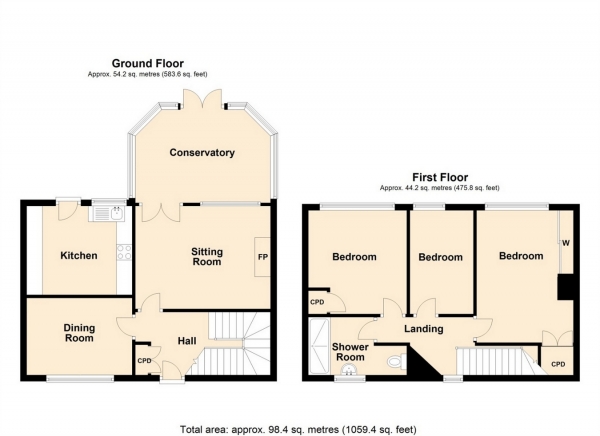 Floor Plan for 3 Bedroom Terraced House for Sale in Lytham Road, RUGBY, Warwickshire, RUGBY, CV22, 7PQ -  &pound209,950