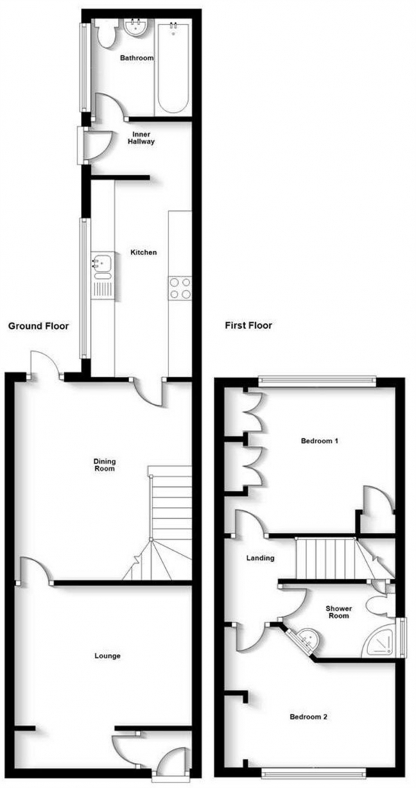 Floor Plan Image for 2 Bedroom Semi-Detached House to Rent in Cambridge Street, Rugby, Warwickshire