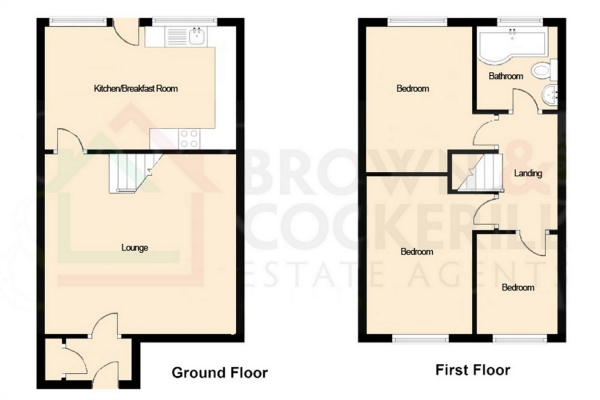 Floor Plan Image for 3 Bedroom Terraced House for Sale in Sywell Leys, Hillside, RUGBY, Warwickshire