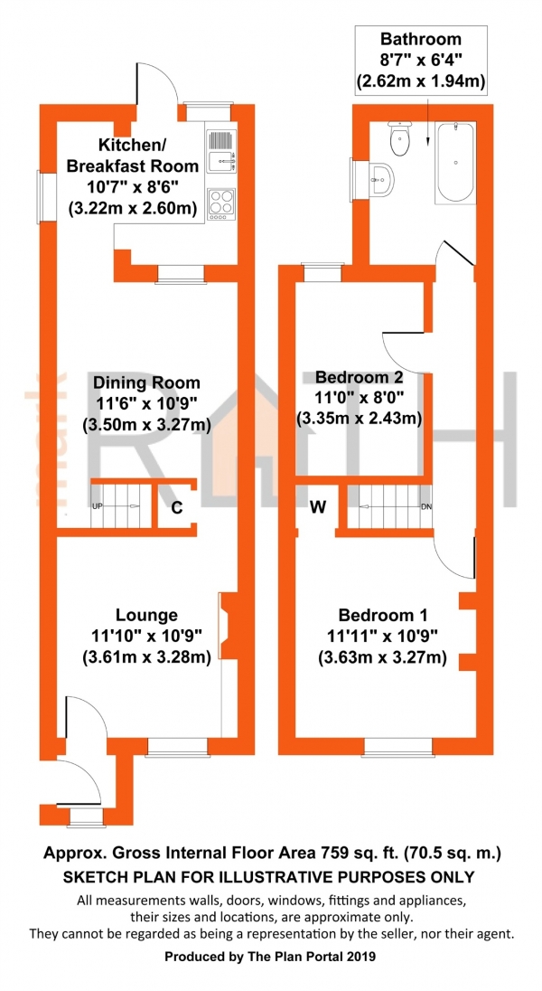 Floor Plan Image for 2 Bedroom End of Terrace House for Sale in Waterloo Road, WOKINGHAM, Berkshire