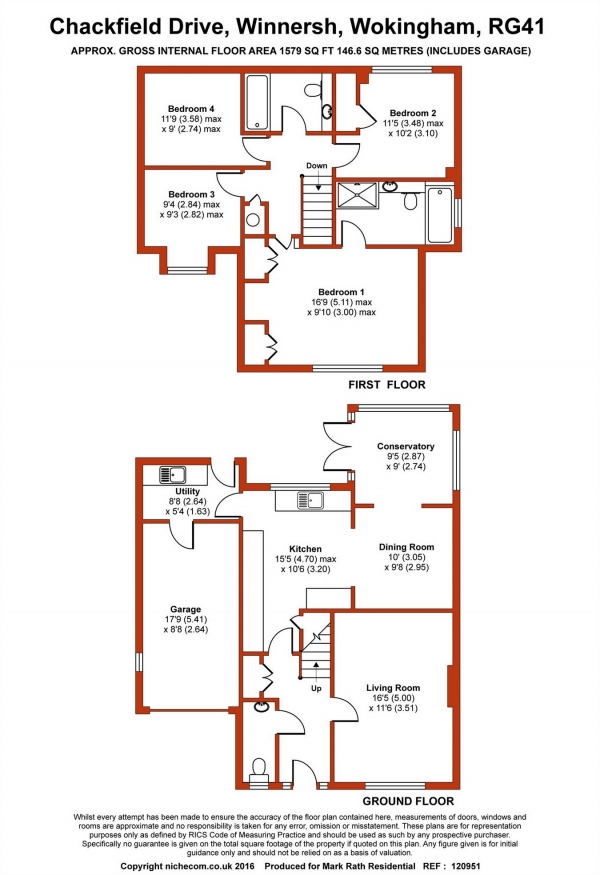 Floor Plan Image for 4 Bedroom Detached House for Sale in Chackfield Drive, Winnersh, WOKINGHAM, Berkshire