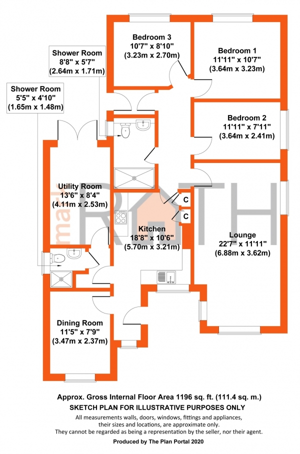 Floor Plan Image for 3 Bedroom Detached Bungalow for Sale in Kiln Ride, Finchampstead, Wokingham, Berkshire