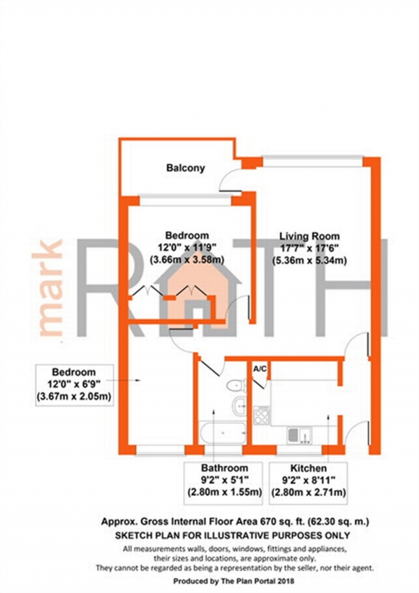 Floor Plan Image for 2 Bedroom Flat for Sale in Rances Lane, WOKINGHAM, Berkshire