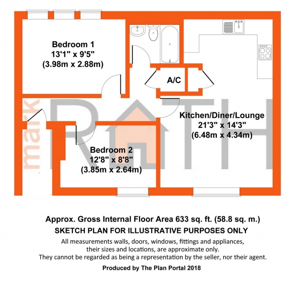 Floor Plan Image for 2 Bedroom Flat for Sale in Wyvern Close, BRACKNELL, Berkshire