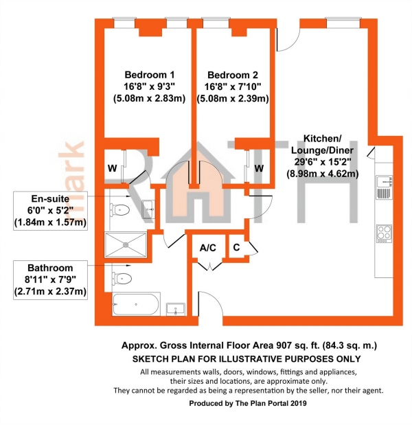 Floor Plan Image for 2 Bedroom Flat for Sale in 44 Finchampstead Road, Wokingham, Berkshire